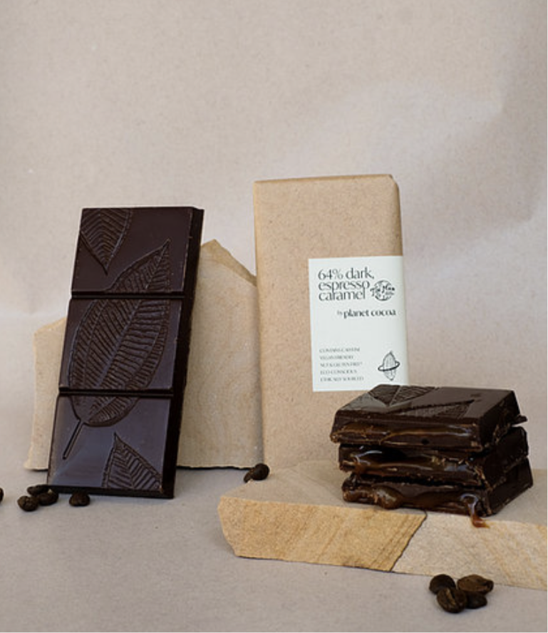 Planet Cocoa 64% Dark, Espresso & Caramel 60g